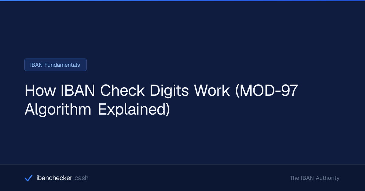 How IBAN Check Digits Work (MOD-97 Algorithm Explained) | ibanchecker.cash